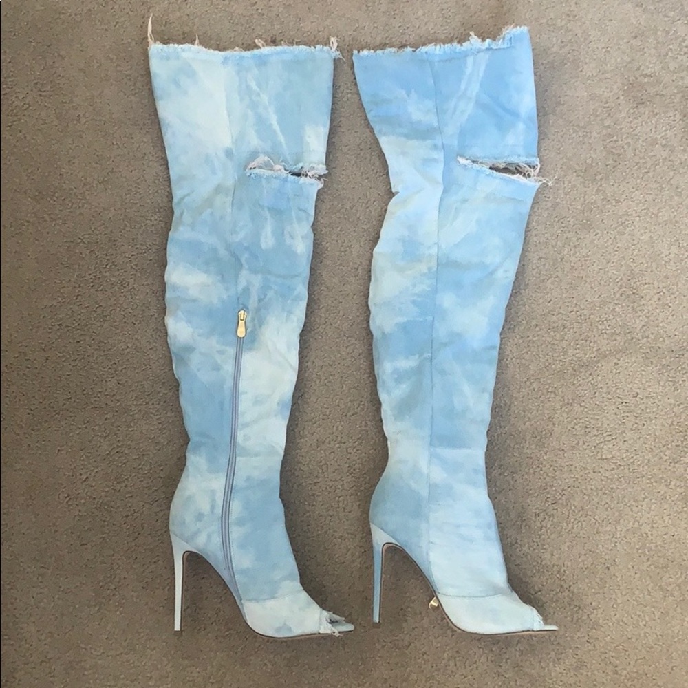 Denim over the knee boots